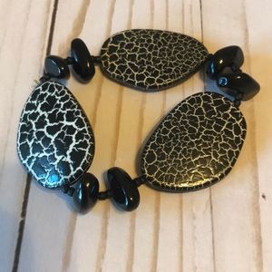 Black and Beige Elastic Bracelet